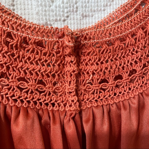 Vintage 70's Pleated Maxi Dress Off the Shoulder Sleeve Crochet Trim Satin - Picture 12 of 16